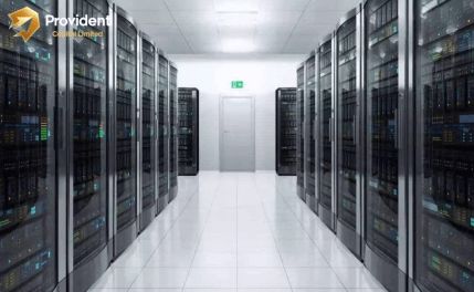 An overview of a large mining farm, showing rows of mining rigs and cooling systems.